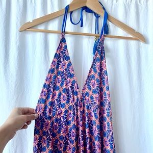 Pink red blue Green boho silk tie maxi dress